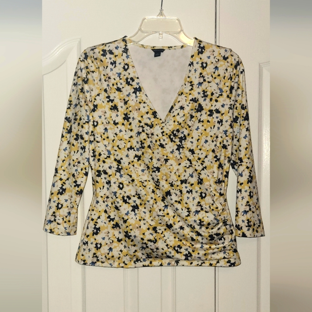 Ann Taylor Floral Wrap Top Size S